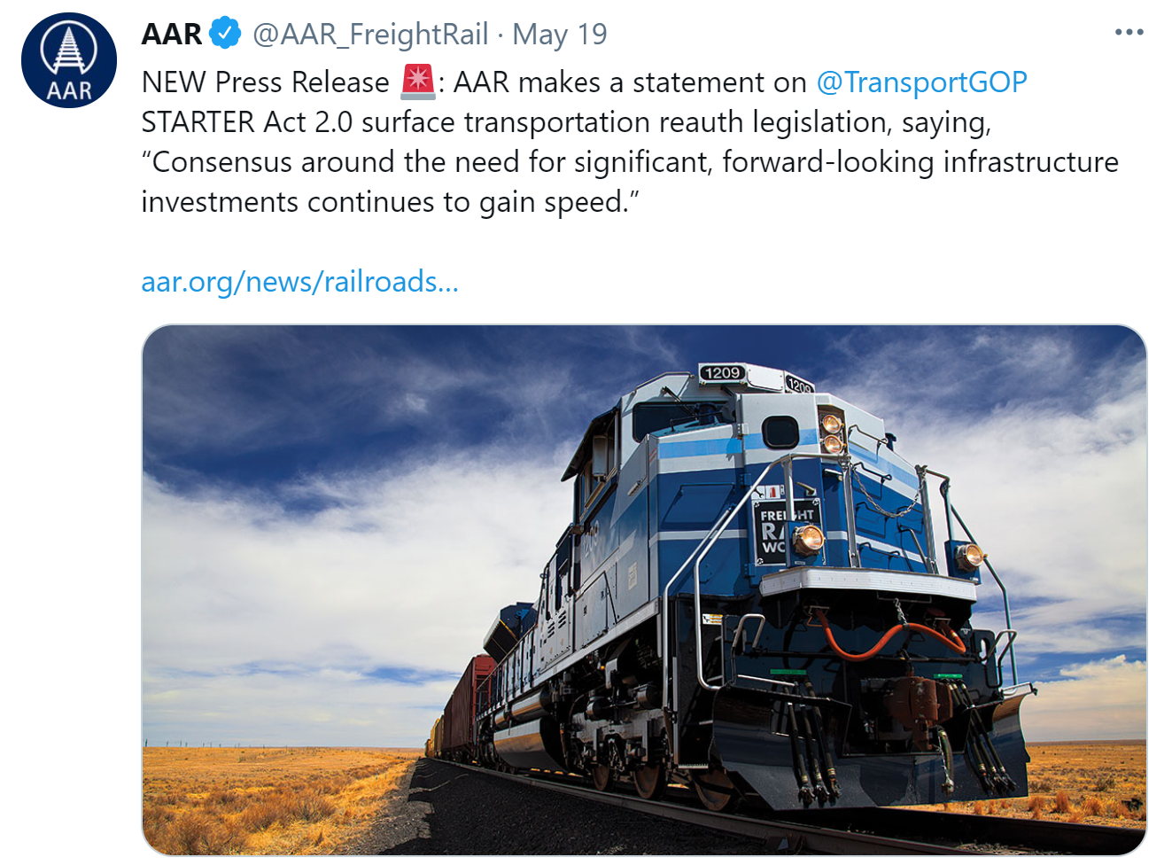 AAR Supports STARTER Act 2.0